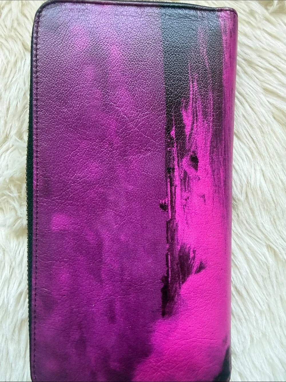 Paul Smith Purple and Black Palm-Print Zip Wallet